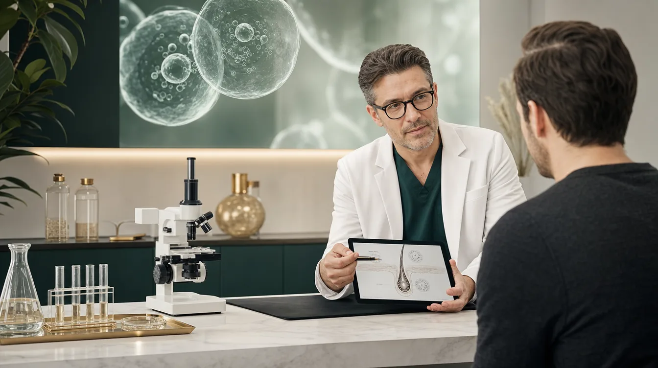 exosome hair treatment education with laboratory-inspired clinic setting